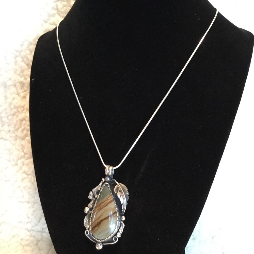 Sterling Silver Artisan Crafted Stone Necklace